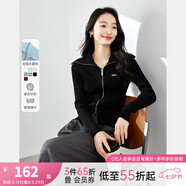 梵希蔓翻領(lǐng)雙拉鏈針織衫女2025年春秋修身顯瘦毛衣外套開(kāi)衫上衣 73197 黑色 M