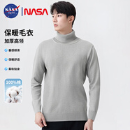 NASA GISS官方潮牌毛衣男秋冬韓版純棉舒適高領(lǐng)針織衫內(nèi)搭打底衫 淺灰 XL 