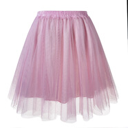 女網(wǎng)紗短半身裙百褶蓬蓬短裙裙打底大裙擺高腰輕盈網(wǎng)紗 粉色 M