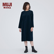無(wú)印良品（MUJI）女式 燈芯絨 圓領(lǐng) 長(zhǎng)袖連衣裙 長(zhǎng)裙裙子 女裝秋季 BC2IBA3A 深藏青色 M（160/84A）