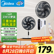美的（Midea）【颶風(fēng)清涼】 家用電風(fēng)扇落地扇7葉遙控扇立式轉(zhuǎn)頁扇臥室搖頭節(jié)能空氣循環(huán)通風(fēng)大風(fēng)量宿舍SAH35BJD