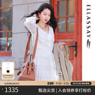 歌力思（ELLASSAY）【張婧儀同款】初戀小白裙新款100%桑蠶絲法式鏤空真絲連衣裙 白色織提花繡花 L