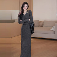 馨悠潔法式灰色針織裙毛衣內搭裙子女秋冬季2025氣質(zhì) 【灰色】【連身裙/秋季女裝/廳里 S 40/45kg