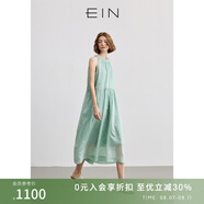 EIN言馬卡龍色系光感高腰碎褶圓領(lǐng)無袖背心連衣裙女2025夏新款 淺綠 S
