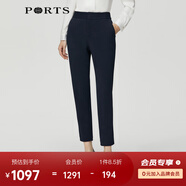 PORTS 寶姿秋冬新品女裝職場西褲簡約通勤休閑褲西裝煙管褲 丈青-1 M 6