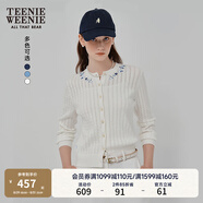 Teenie Weenie小熊針織開衫女2025年春夏新款水洗復(fù)古絞花田園毛衣外套女空調(diào)衫 象牙白 XS