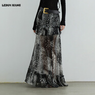 LEDIM WANG黑標/野性豹紋雪紡印花半身裙女25秋季寬松長(cháng)裙大傘裙 印花（現貨） L 【身高165-175，體重57.5-62.5】
