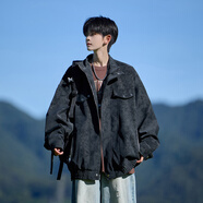NEW OR MODE美式復古翻領(lǐng)pu皮夾克男秋季高級感潮牌大碼寬松痞帥男生外套男款 6651-黑色 5XL 【建議205-230斤】