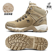 駱駝（CAMEL）新品雪絨戶外雪地靴女冬季厚底登山靴防寒加絨保暖徒步鞋 F13W303015，淺卡其_黑，男_加毛款 40