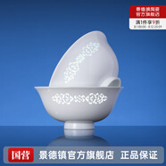 景德鎮（jdz）家用飯碗中式陶瓷碗高溫白瓷沙拉碗搬家禮物米飯碗單個(gè)餐具散件 稱(chēng)心如意飯碗（兩只裝）