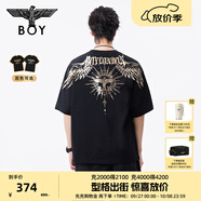 BOY LONDON【暗黑羅盤】夏情侶款短袖權(quán)杖印花炸街潮牌T恤N01906 黑印金N01906 經(jīng)典升級(jí)款 S