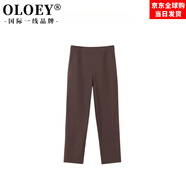OLOEY國際一線(xiàn)品牌可可褲復古高腰顯瘦休閑褲秋季彈力修身九分直筒褲 咖啡色(普通版) 建議手洗或干洗 34 (80-90斤)