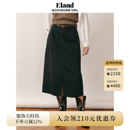 ELAND衣戀半身裙女小A型高腰收褶開(kāi)衩下擺格雷系水洗牛仔裙 深灰色(17)D/Grey L 170