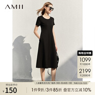 AMII2025法式復(fù)古a字連衣裙女夏季新款赫本風(fēng)顯瘦圓領(lǐng) 黑色 （建議拍大一碼） L 165/88A