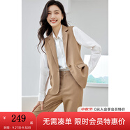 梵希蔓氣質(zhì)干練西裝馬甲闊腿褲兩件套春季新款休閑簡(jiǎn)約百搭套裝女 V8082 卡其色 S