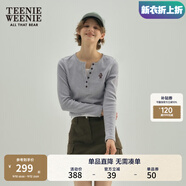 Teenie Weenie小熊秋季黑色棉質(zhì)打底衫polo領長袖T恤白色外穿上衣 B-中灰色 M