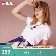 斐樂(lè )（FILA）官方女士短袖T恤夏印花運動(dòng)女裝針織短袖套頭衫小熊T刺繡上衣 標準白-WT 3XL 185/100A