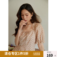 獨束大碼女裝法式浪漫復古方領(lǐng)碎花連衣裙女夏季微胖mm甜美減齡公主裙 復古花園 XL