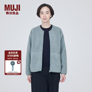 無(wú)印良品（MUJI）女式  長(cháng)毛抓絨 夾克 短款外套女  簡(jiǎn)約風(fēng) BB2NSA3A 淺藍色 S(155/80A)