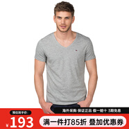 Tommy Hilfiger湯米男裝經典時尚男士舒適V領純色短袖t恤 004 淺灰 M 建議160斤左右