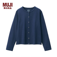 無印良品 MUJI 女式 粗棉線 天竺編織 開衫 海軍藍 XL