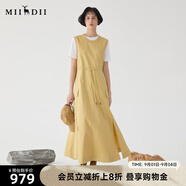 謎底連衣裙無袖女2025春款工裝風(fēng)圓領(lǐng)大口袋大擺裙長(zhǎng)裙251ML0135 黃櫨 S