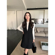 畫(huà)樸（HUAAPPUW）極簡(jiǎn)通勤時(shí)尚顯瘦連衣裙女裝2025秋冬季新款無(wú)袖百搭毛呢裙潮 高級(jí)黑 2XL