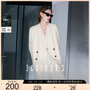 三彩2025夏季新款休閑西裝外套九分袖小西服雙排扣寬松氣質(zhì)S