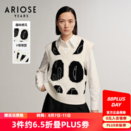 艾諾絲雅詩【商場同款】冬季新款時尚趣味繡花針織背心馬甲20938076 黑白色 XL