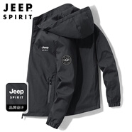 JEEP SPIRIT吉普夾克男外套秋季韓版男士上衣寬松連帽男裝 黑色 XL