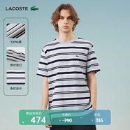 LACOSTE法國鱷魚男裝25春夏新款時尚條紋短袖T恤|TH7023 525/灰色/藏青條紋 M 4