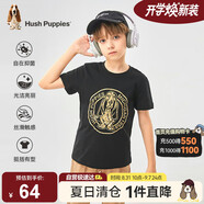 暇步士（Hush Puppies）童裝兒童25夏季圓領(lǐng)短袖T恤男女童款短袖 鉆石黑 105cm