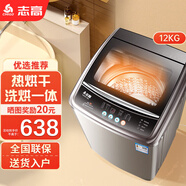 志高波輪洗衣機(jī)全自動(dòng)家用 帶烘干洗烘一體 迷你小洗衣機(jī)脫水甩干機(jī)強(qiáng)力風(fēng)干自清潔宿舍 12公斤金色【熱烘干+風(fēng)干潔桶+防纏繞】