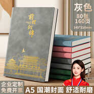 名遇筆記本子a5加厚日記本高顏值記事本男女生商務辦公會議記錄皮面本學生文具開學季必備 灰色/160頁