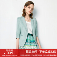 顏域簡(jiǎn)約半袖西裝外套女夏裝新款通勤顯瘦氣質(zhì)職業(yè)短款西服 淺綠 XL/42