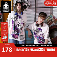 閃電潮牌（GENANX）太空棉夏季T恤男嘻哈情侶裝寬松字母印花動(dòng)漫五分袖潮流短袖 白色 S