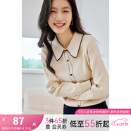 梵希蔓法式英倫撞色邊小香風(fēng)針織衫女優(yōu)雅氣質(zhì)顯瘦百搭春秋季上衣 72375 杏色 M