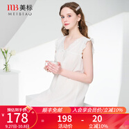 美標(biāo)（MEIBIAO）商場同款無袖梭織純棉睡裙宮廷公主風(fēng)睡衣棉甜美連衣裙蕾絲家居服 白色 M (160/84A)