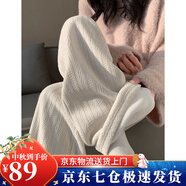 蘿美醬白色加絨褲子女冬天闊腿褲2024新款窄版直筒休閑褲雪尼爾秋冬加厚 米白色羊羔絨常規(guī)款 M 【建議96-105斤】