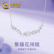 中國黃金 S925銀紫藤花項(xiàng)鏈女2025新款吊墜鎖骨鏈實(shí)用生日禮物女生送女友 白托帕石*【經(jīng)典紅色禮盒】