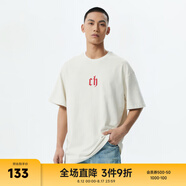 CHINISM CH純色簡約短袖男夏季T恤半袖時尚寬松潮流休閑潮牌圓領(lǐng)情侶上衣 復(fù)古紅 M