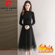 皮爾卡丹（pierre cardin）加厚毛衣裙女秋冬季2025年新款氣質(zhì)針織內搭長(cháng)款配大衣打底連衣裙 黑色 均碼 80-140斤