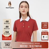 Hush Puppies暇步士女裝撞色翻領(lǐng)短袖T恤POLO衫 512嘉年華紅 M