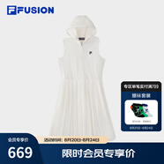 FILA FUSION斐樂(lè )潮牌女子梭織連衣裙2025夏季新款休閑連帽無(wú)袖裙 奶霧白-WT M 165/84A/M