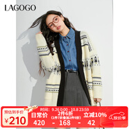 LAGOGO提花費(fèi)爾島毛針織衫開衫女拉谷谷春秋新款條紋寬松慵懶外套 混色(Y0) L