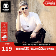 GENANX閃電潮牌夏季男士圓領(lǐng)純色t恤男衣多穿百搭寬松情侶款打底短袖T恤 白色 M 【寬松版】請參考尺碼或客服