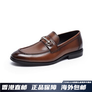 萊爾斯丹（le saunda）新款商務(wù)圓頭套腳樂(lè)福鞋男鞋4MM59201 啡色 BRL 40
