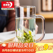 青蘋果帶把茶杯水杯 啤酒杯扎啤杯 無(wú)鉛玻璃杯飲料杯可樂杯 320ML
