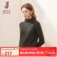 經(jīng)典故事（JANE STORY）高領(lǐng)毛衣女秋冬新款2024慵懶高級感時尚含羊毛打底針織上衣內(nèi)搭 J03墨綠 L