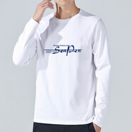 森馬秋季字母2025新款純棉潮流寬松疊穿男士長(cháng)袖T恤打底衫內搭上衣服 白色 長(cháng) 袖/sp XL